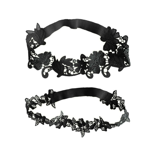 Liga de encaje Macarena Nupcial Flor de boda Pierna Novia Negro 2x