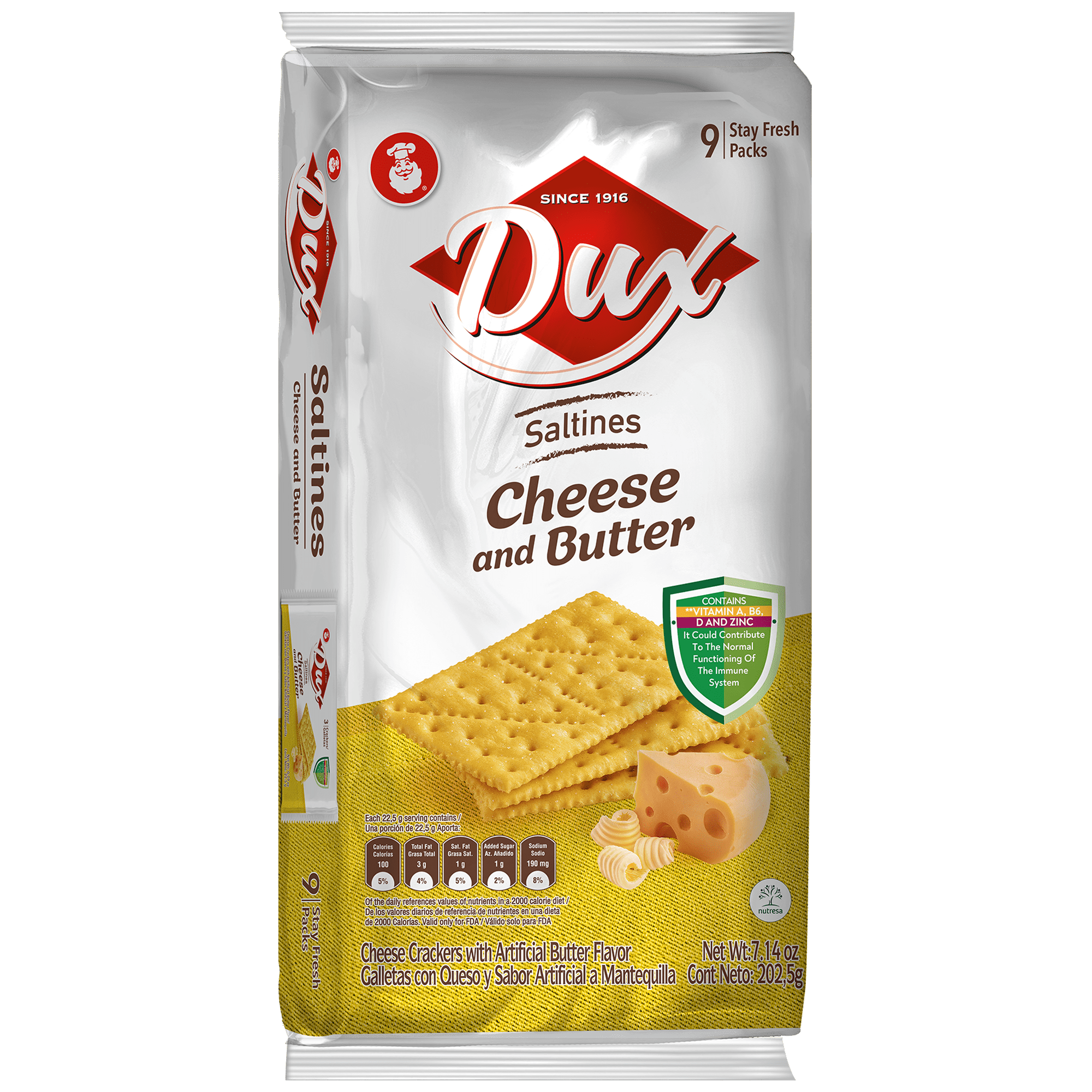 (5 pack) DUX Cheese & Butter Crackers Bag 7 Oz