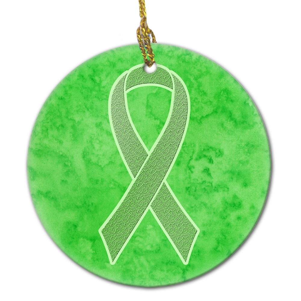 Lime Green Ribbon for Lymphoma Cancer Awareness Ceramic Ornament