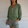 thumbnail image 2 of qolati Women's Long Sleeve Cardigans Lightweight Button Up Open Front Cardigan Jackets Dressy Casual Cotton Linen Crop Top Blouses, 2 of 8