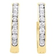 thumbnail image 2 of 10k Yellow Gold Real Diamond One Row Channel Set 1.10" Huggie Hoop Earrings 2 CT, 2 of 5