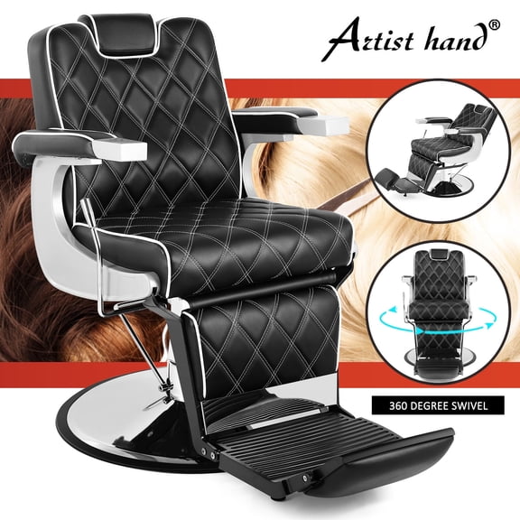 Artist Hand Vintage Hydraulic Recline Barber Chair Heavy Duty Salon Beauty Spa Stylist(Black)
