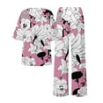 thumbnail image 5 of Jxximdong Pajamas for Women Set Summer Cotton Linen T Shirts Straight Leg Pant Plus Size 2 Piece Set Pink Loungewear XXXL, 5 of 5