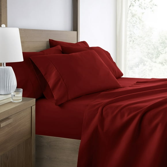 Juego de Sábanas Transpirables, Frescas y Resistentes a las Arrugas + 2 Fundas de Almohada Adicionales Color Burdeos para Ropa de Cama de Tamaño Completo de Comfort Canopy