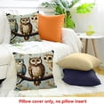 thumbnail image 4 of FCXZI Decor Holiday Pillow Case Owls Tree Branch Painting for Home Sofa Couch Linen 100% - Set of 1 Pillow Cover, Invisible Zipper Design, 3 Sizes 24x24in, 4 of 5