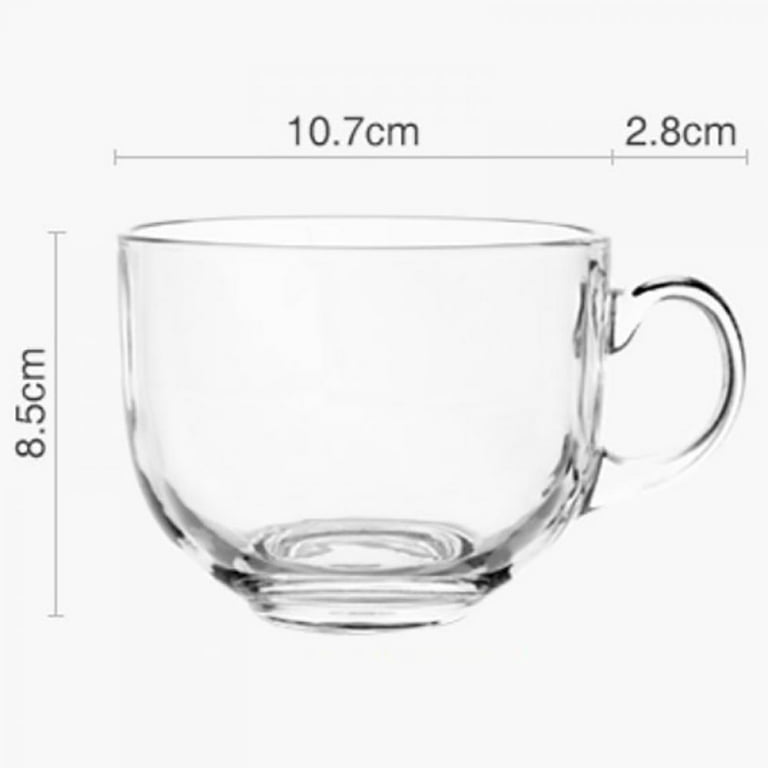 Glass Soup Bowl with Handle, Mixing Cereal Oatmeal Microwave Milk Cups for Breakfast Coffee, Clear