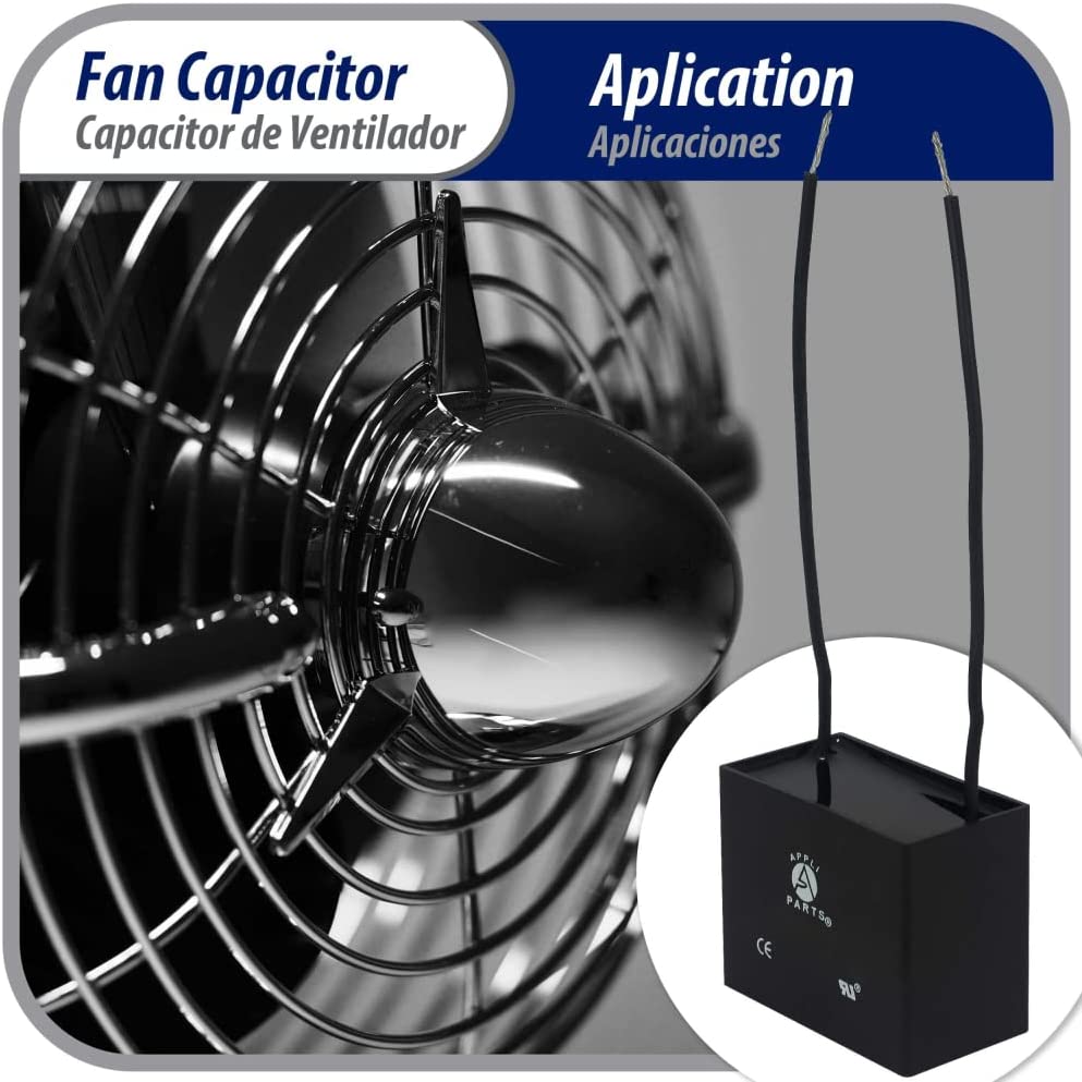 Appli Parts Fan Capacitor 10 mfd (microfarads) uf 250vac Wire Terminal  Connections CAP-10-250-2C CON-10-250