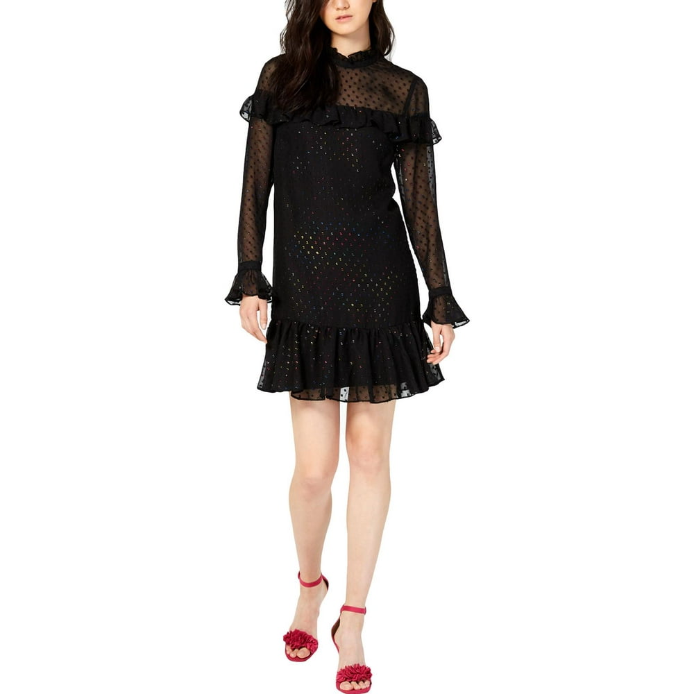 Betsey Johnson - Betsey Johnson Womens Glitter Ruffled Mini Dress Black ...