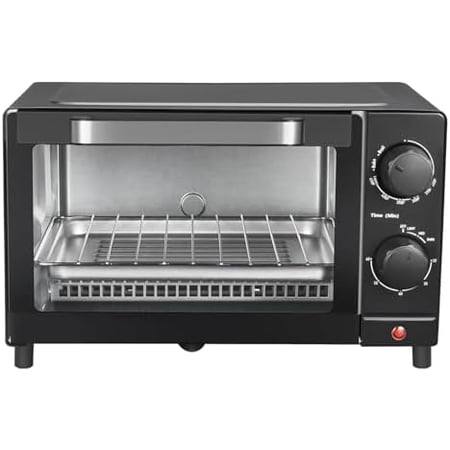 4 Slice Toaster Oven with 3 Setting, Baking Rack and Pan, Black, New