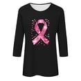 thumbnail image 3 of Hfnxid Breast Cancer Awareness Tshirt Shirts for Women 3/4 Sleeve Pink Ribbon Graphic T-Shirt Crew Neck Inspirational Hope Top, 3 of 4