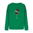 thumbnail image 7 of Women's Christmas Outfits Crewneck Sweathshirt Rhinestones Wine Glass Pattern Trendy Baggy Pullover Holiday Tops (2XL, Green), 7 of 7