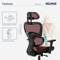 thumbnail image 6 of NOUHAUS Ergo3DL Ergonomic High-Back Mesh Office Chair with Adjustable Headrest, Lumbar Support, and Armrests, Red, 6 of 6