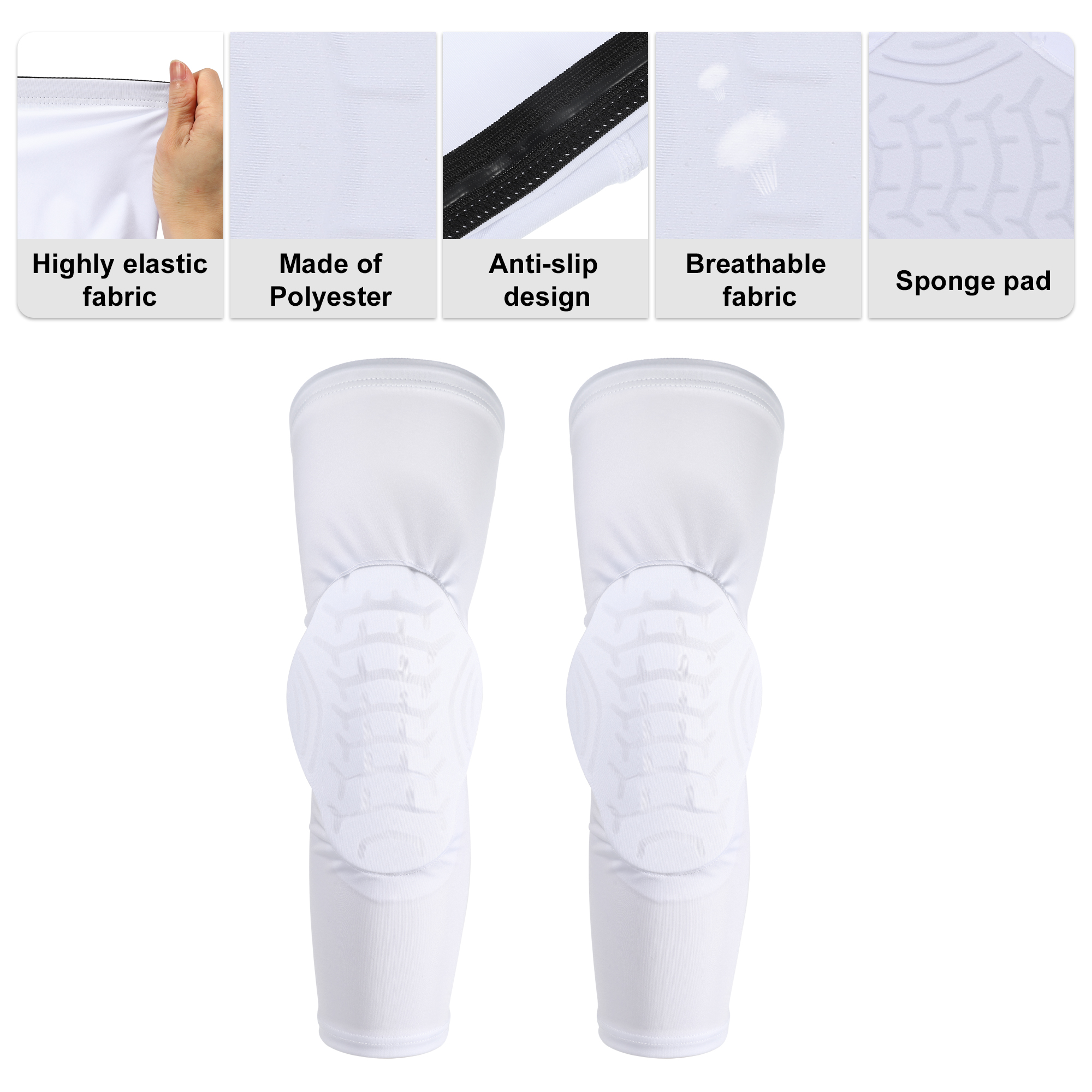 Unique Bargains 1 Pair Knee Brace Protection Sponge Knee Pads Breathable Knee Support for Men and Women White Size L