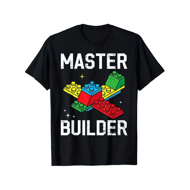 Boys' Master Builder Graphic Tee - Breathable Cotton, Casual Crew Neck Short Sleeve Shirt for Youngsters & Men - Perfect Summer Gift
