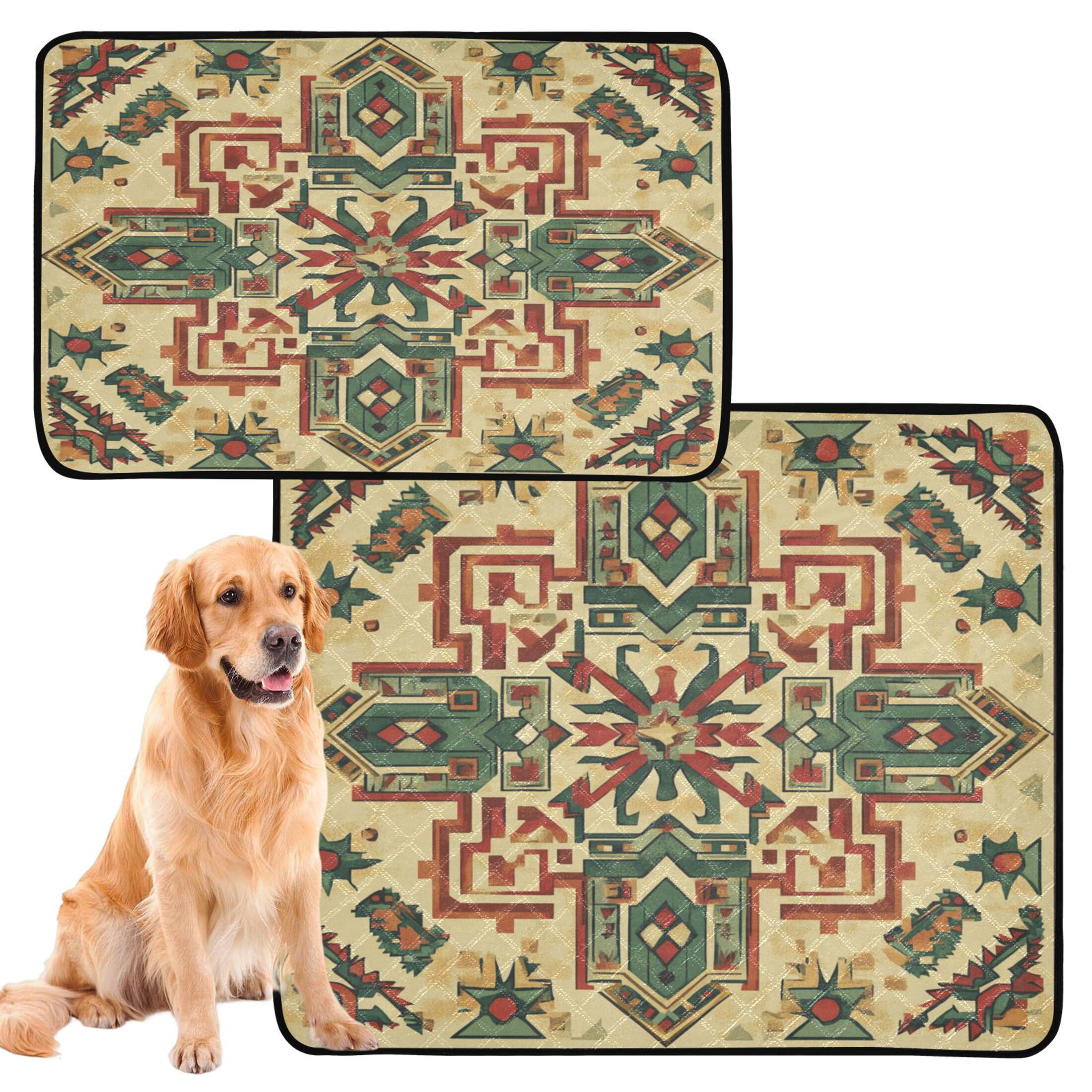 Qxltty Aztec Patterns Cat litter Pads Pet Set of 3 Diaper Mats Center Anti-leakage Layer Absorbent Soft and Comfortable