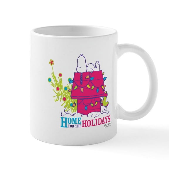 CafePress - Snoopy: Home For The Holidays Mug - 11 oz Ceramic Mug - Novelty Coffee Tea Cup