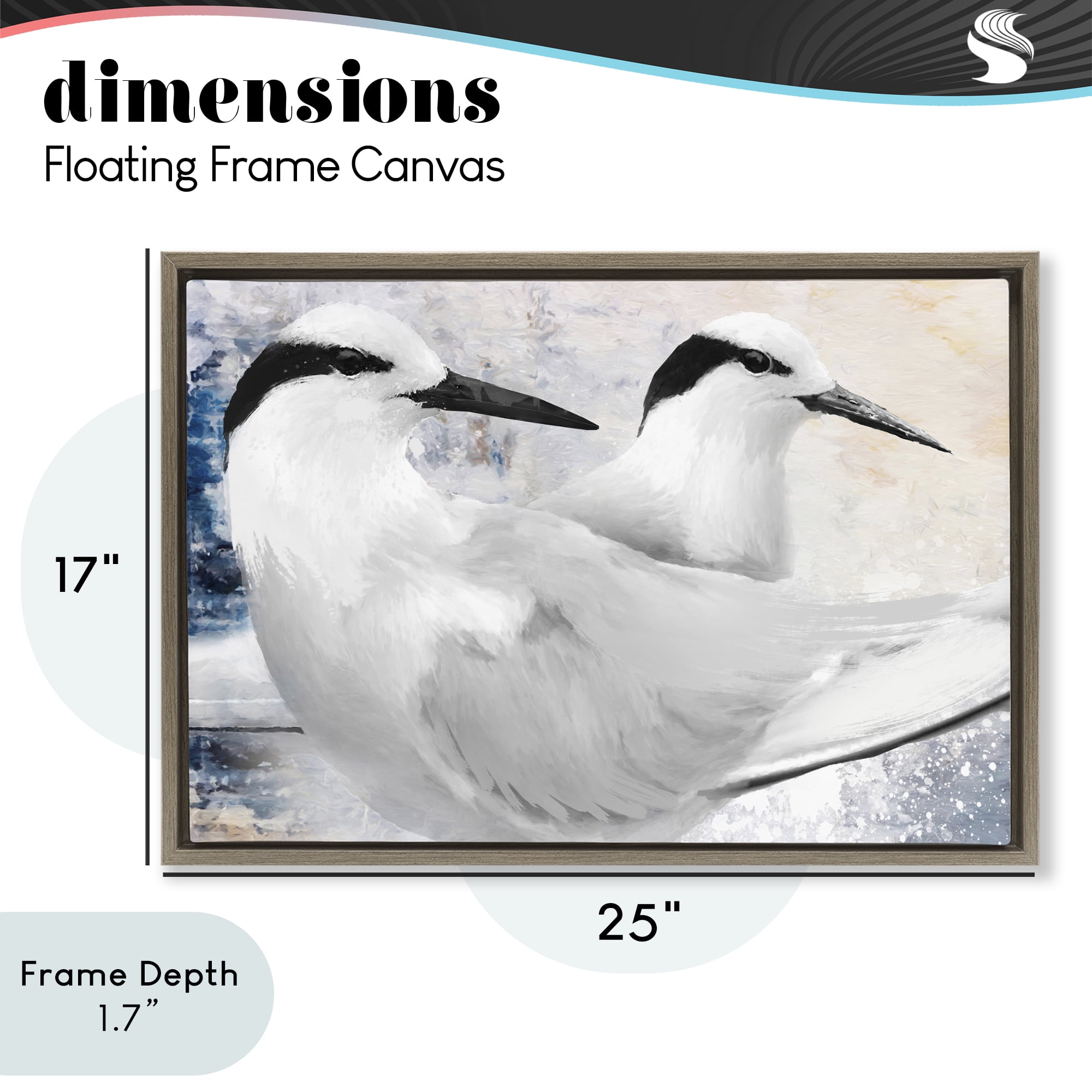 Stupell Industries Black Naped Tern Brown Framed Floater Canvas Wall Art, design by Porter Hastings