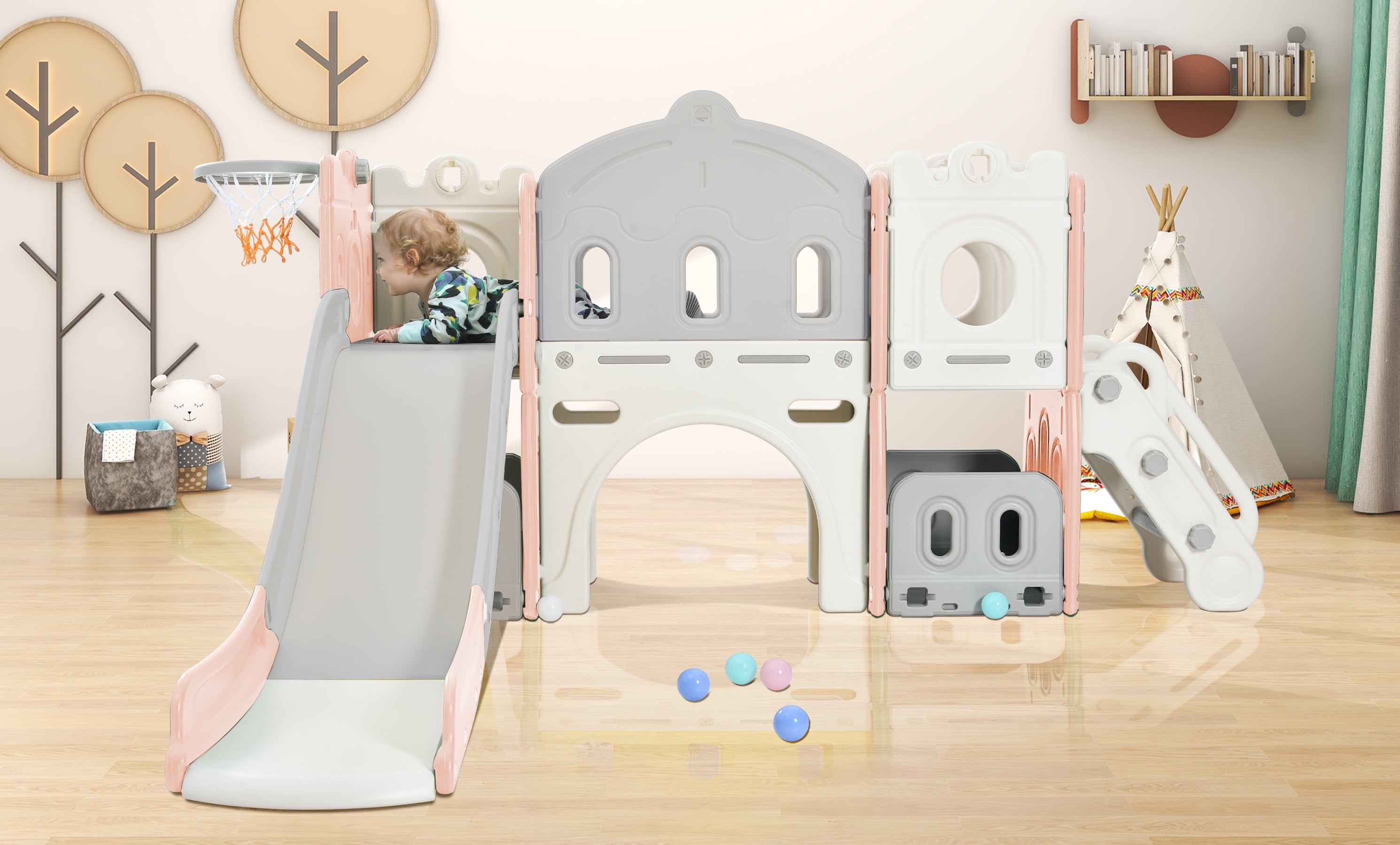 Buy Kids Slide Playset Structure, Freestanding Castle Climber with