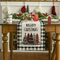thumbnail image 3 of Sm:)e Waterclor Buffalo Plaid Christmas Trees Merry Xmas Table Runner, Seasonal Winter Holiday Kitchen Dining Table Decoration for Indoor Outdoor Home Party Decor 13 x 60 Inch, 3 of 7