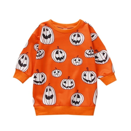 

Calsunbaby Toddler Baby Boys Girls Halloween Sweatshirt/Romper Long Sleeve Oversized Onesie Outfit Cute Pumpkin Clothes for Kids