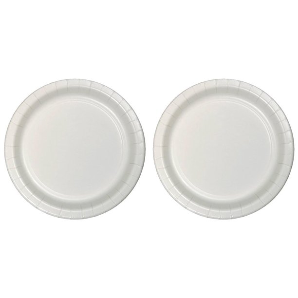 75Count Value Pack Paper Dinner Plates, White 2 pack