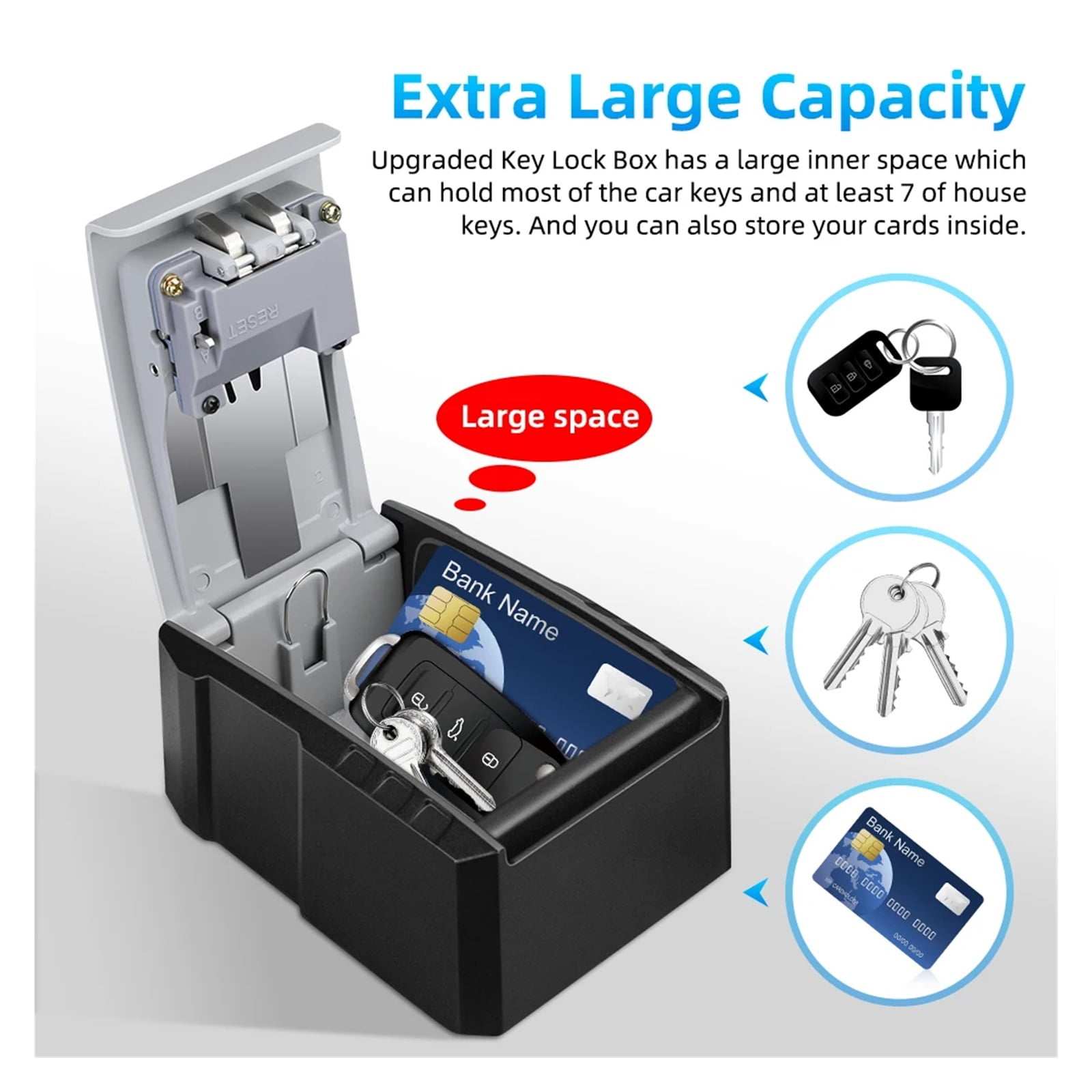 4 Digits Password Key Box Metal Material Outdoor Waterproof Wall Mounted Lock Storage Box Anti Theft Key Safe Box ,Maximum Protection
