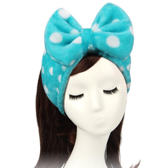 Shintop Sweet Super Soft Caroset Lunares Lavado Cosmético Diadema Hairlace (lunares azul oscuro)