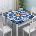 thumbnail image 3 of Indigo Tie Dye Snowflake Square Fitted Tablecloth with Elastic Edge,Square Table Cover,Washable Elastic Table Cover for Home Kitchen Party Decor 34"x34", 3 of 6