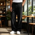 thumbnail image 6 of Domuza Sweatpants for Men Loose Fit Joggers Straight Wide Leg Lounge Pants Drawstring Elastic Waist Sweat Pants with Pockets, 6 of 7