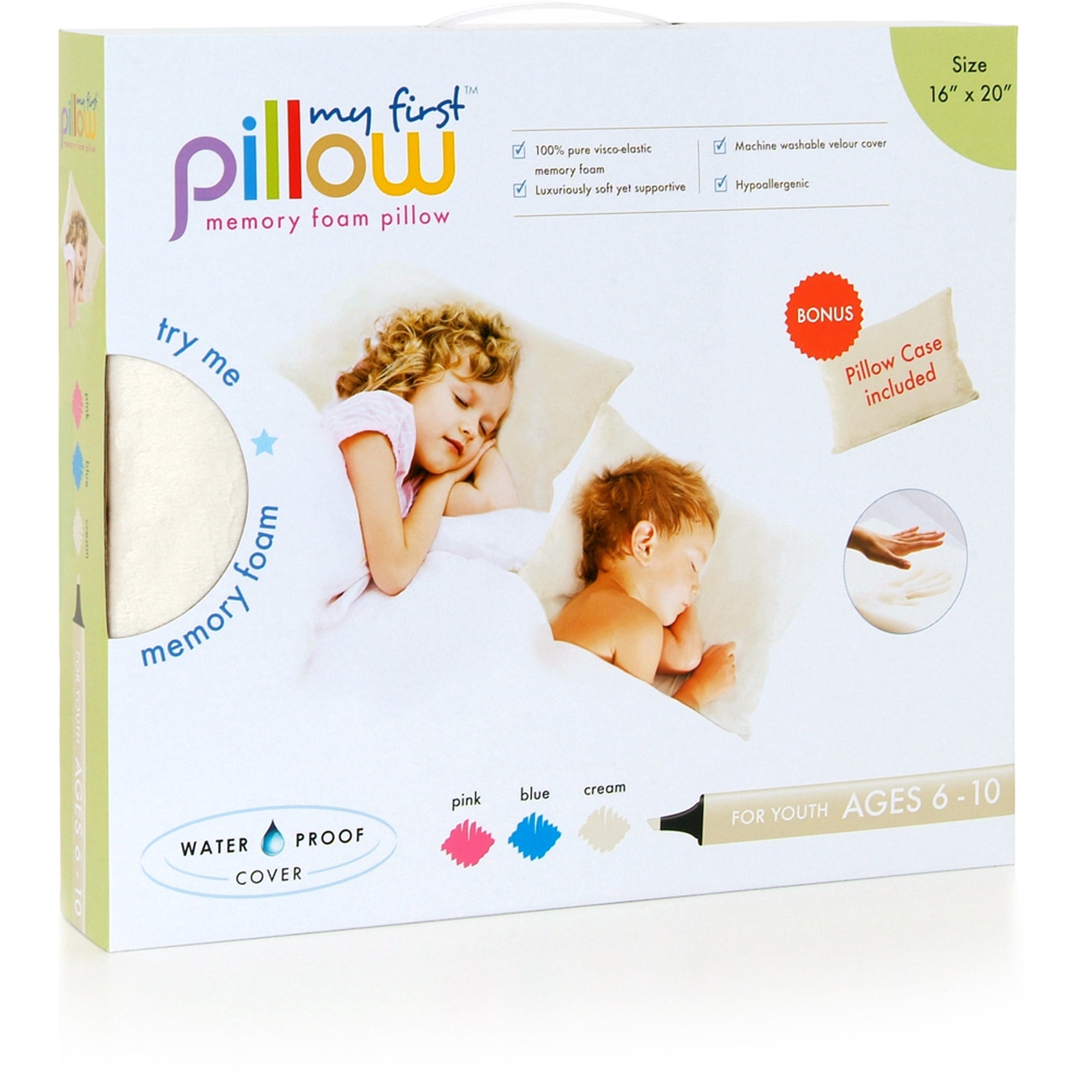 My First Mattress PL-MFPYOW-06 Memory Foam Youth Pillow with Free Pillow Case, Cream