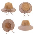 thumbnail image 2 of Visor Hat Breathable Sweet Holiday UV Protection Travel Bowknot Lanyard Solid Color Sunshade Fisherman Hat Women Cap Bucket Hat Sun Hat KHAKI, 2 of 8