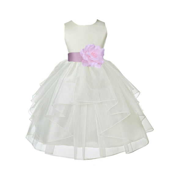 Ekidsbridal Ivory Pink Shimmering Organza Flower Girl Dress Junior Beauty Pageant Mini Bridal Gown Ballroom Dance Recital 4613T 4