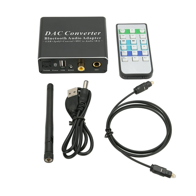 DAC Converter, Black SPDIF Optical Input Noiseless Coaxial DAC Adapter Aluminium Alloy Stereo Sound With Remote Control For Conference Room