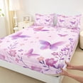 thumbnail image 4 of Erosebridal Flying Purple Butterflies Full Size Sheets 4-Piece For Girls,Dreamy Floral Flowers Bed Sheets, 4 of 5