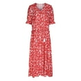 thumbnail image 4 of SMihono Robe Maxi Bohème d'Été pour Femmes Grande Taille Mode Femmes Décontractée Col en V Imprimé Manches Courtes Robe Longue Ample Robe de Plage, 4 of 6