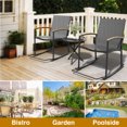 thumbnail image 5 of 3-Piece Patio Bistro Sets, Outdoor Breathable Rocking Chairs & Black Furniture Conversation Set-Two Chairs with Coffee Table Grey, 5 of 8