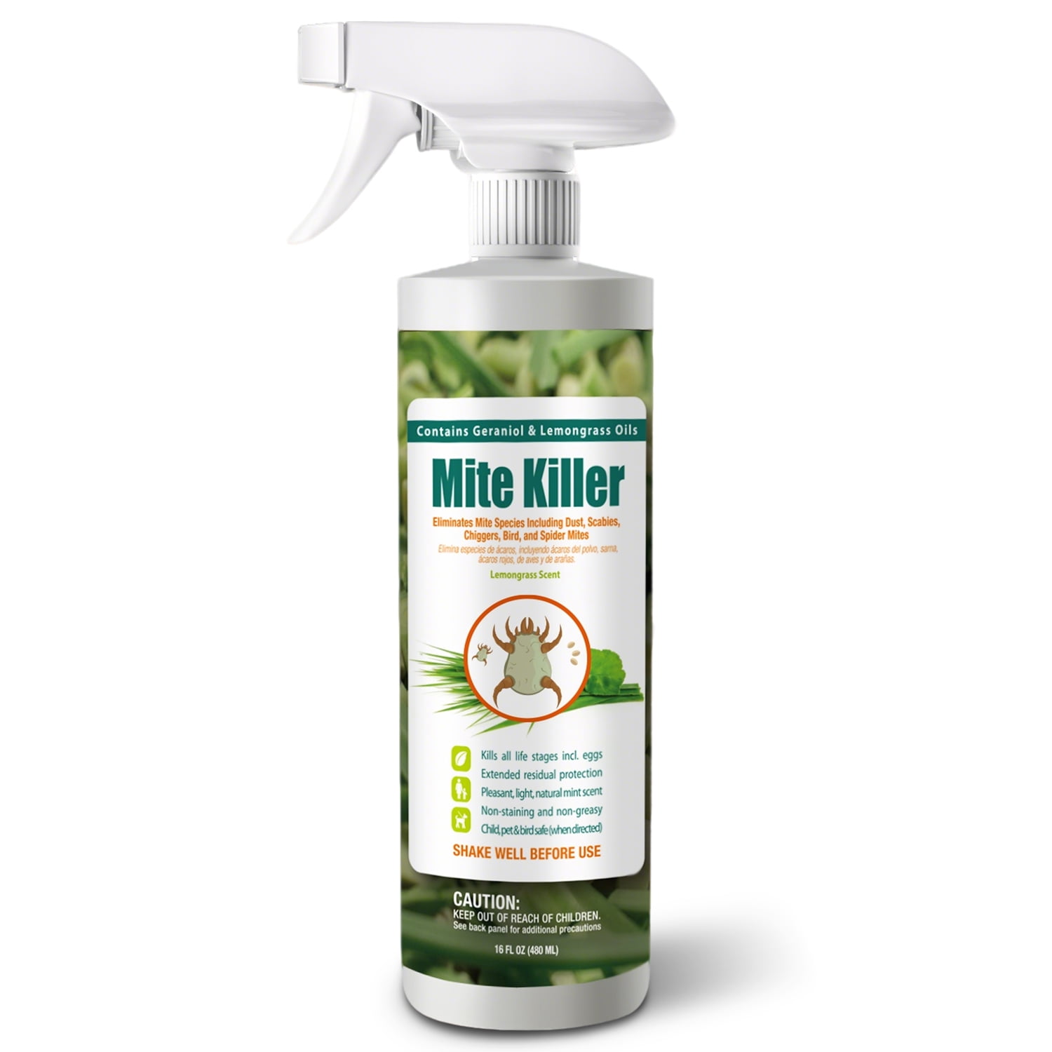 EcoVenger Mite Killer 16 OZ Spray, Kills Dust Mites, Scabies, Bird Mites, Chiggers, Poultry Mites, Spider Mites for Residential, Plant, Animals & Birds, Plant-Based and Non-Toxic