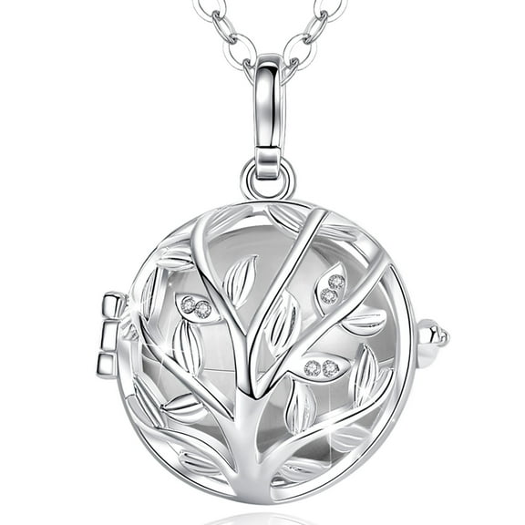 INFUSEU Family Tree of Life Urn Necklace for Ashes for Women, Human Pet Cremation Memorial Jewelry for Loss of Loved One Dad Mom Grandma Grandpa, 24 Inch Chain