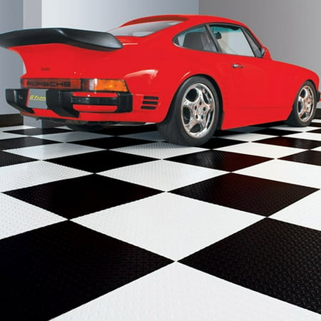 Better Life Technology 20pk G-Floor RaceDay Diamond Tread Peel and Stick Tile, Absolute White