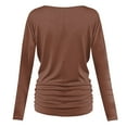 thumbnail image 5 of Gglogagt Women's Deep V Neck 3/4 Sleeve Cross Surplice Wrap Tops Brown XL, 5 of 6