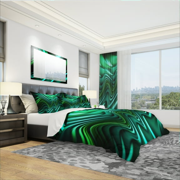 Designart 'Emerald Energy Green Abstract' Modern & Contemporary Duvet Cover Set