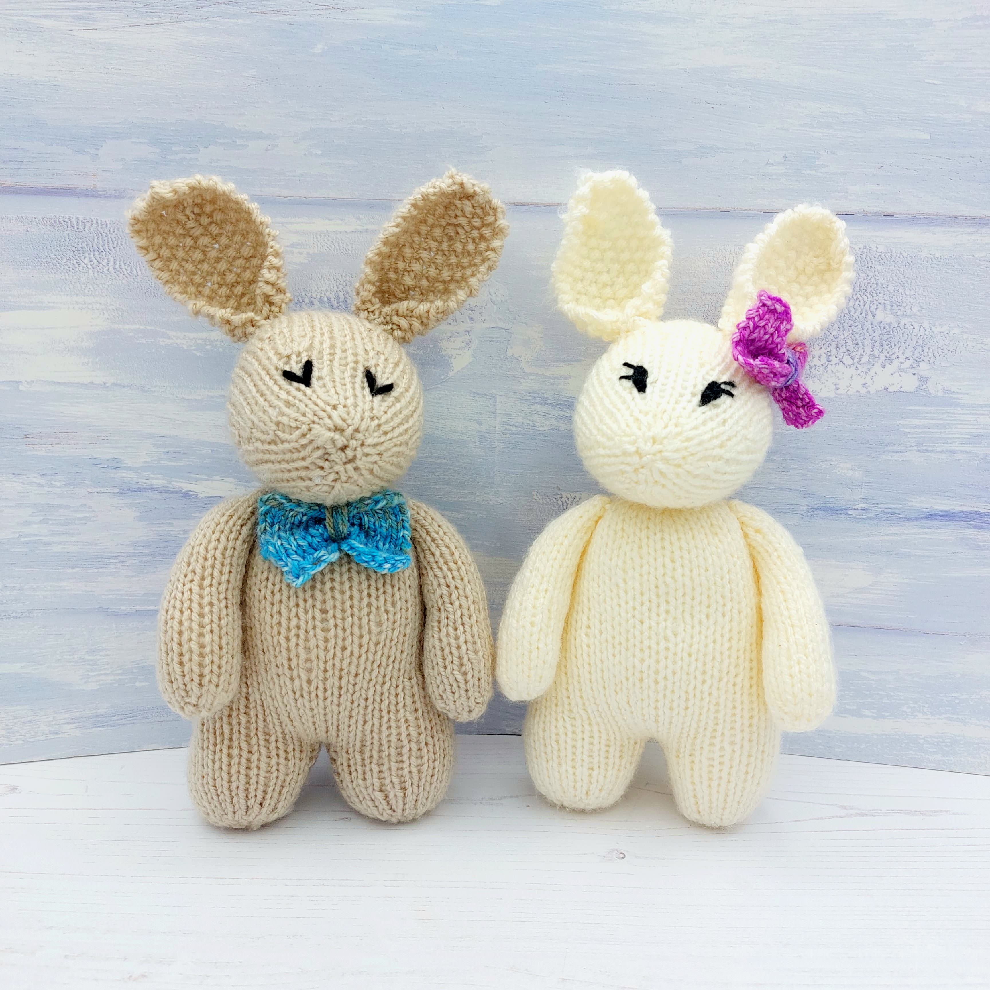 Complete Beginners Knitting Kit Arthur & Betsy Bunny Kit - Learn to knit with step by step video tutorials