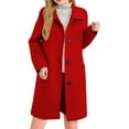 thumbnail image 2 of Women's Classic Wool Blend Peacoat, Single Breasted Mid-Length Coat, Notch Lapel Winter Overcoat, Elegant Long Sleeve Coat, Warm Winter Trench Coat, Formal Casual Overcoat Red XXXXL, 2 of 6