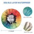 thumbnail image 3 of Shower Caps,Colorful Tie Dye Ink Splash Pattern Waterproof Shower Cap for Women 4 Pieces,Double Reusable Hair Cover for Shower PEVA Elastic Stretch Hem, 3 of 7