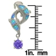 thumbnail image 3 of Sterling Silver Created Blue Opal and Purple Cubic Zirconia Double Dolphin Drop Earrings, 3 of 3