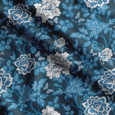 Soimoi Japan Crepe Satin Fabric Dot,Leaves & Floral Artistic Print Fabric By The Yard 42 Inch Wide