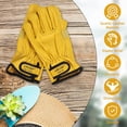 thumbnail image 4 of 2 Pairs Leather Work Gloves for Men and Women,Cowhide Leather Gloves Utility Working Gloves, 4 of 5