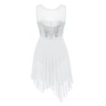 thumbnail image 1 of Women Sleeveless Sequin Ballet Dress Sheer Mesh Asymmetrical Hem Lyrical Dance Dress Skating Leotard for Ballerina PerformanceL Gong Bohan LED, 1 of 2