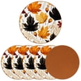 thumbnail image 2 of Thanksgiving Elegant Microfiber Leather Round Coasters (6PCS) – 11x11 cm/4.3x4.3 in Set for Drinks, Table , Home Decor, 2 of 6