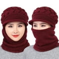 thumbnail image 2 of Winter Knitted Hooded Hat Thick Soft Yarn Cap, Warm Thermal for Cold Weather, Stylish Headwear for Winter,Size:One Size, 2 of 4
